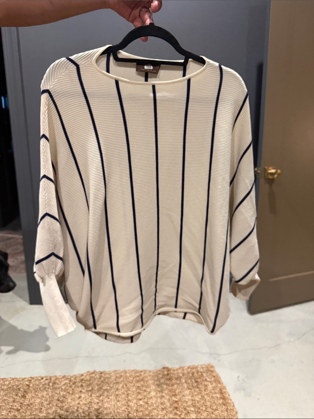 Kerisma Cream Knit Top with Navy Stripes